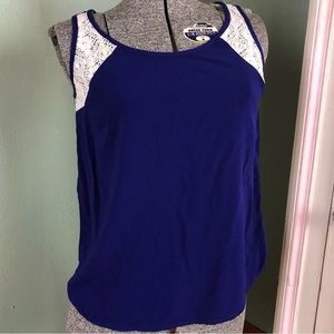 Vintage Y2K Tank Top Ladies Purple Lace Strap Inserts Shirt